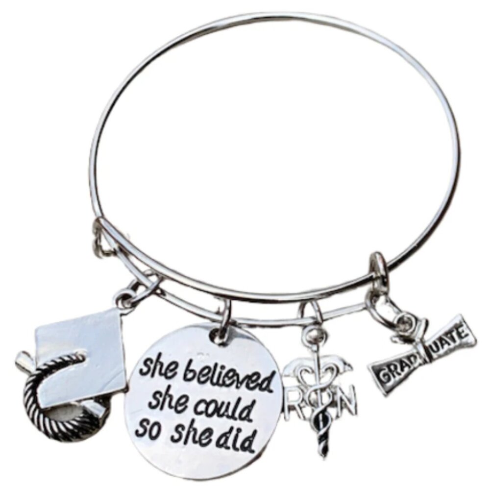 Nurse Graduation Charm Bracelet, Nursing Jewelry, Nursing Graduation Gift - RN